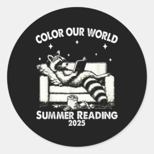 Nice Raccoon Book Lover Summer Reading 2025  Classic Round Sticker
