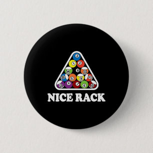 Nice Rack Billiards Pool T Shirt 2 Inch Round Button