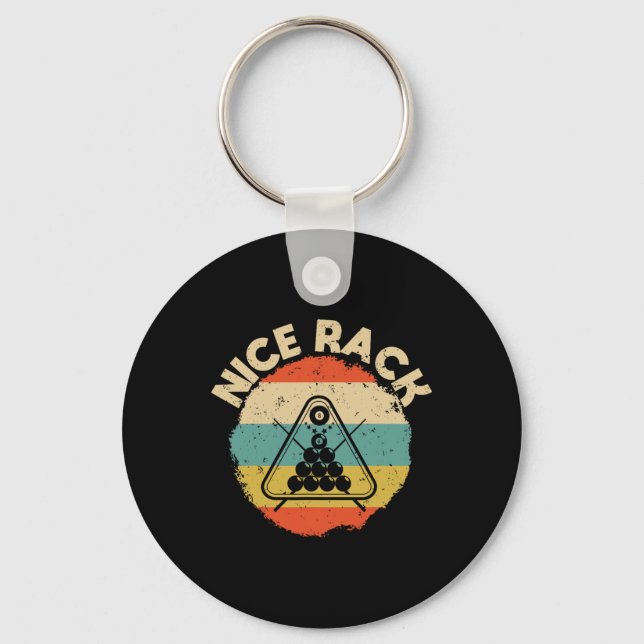 Nice Rack Funny Billiards Player Pool Billiard Vin Keychain (Front)