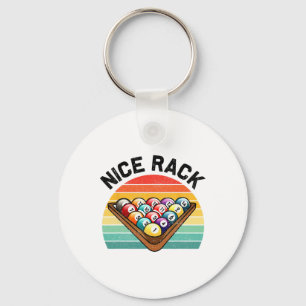 Nice Rack Funny Billiards Player Vintage Pool Bill Keychain