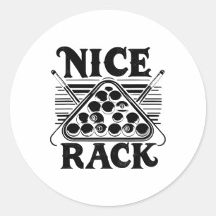 Nice Rack Pool Billiard Player Billiards Cue Sport Classic Round Sticker