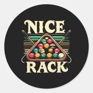 Nice Rack Pool Billiard Player Billiards Cue Sport Classic Round Sticker