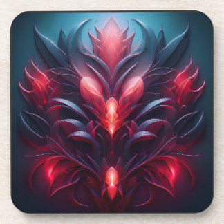 Nice Red and Blue Fractal With A Floral Hint Coaster