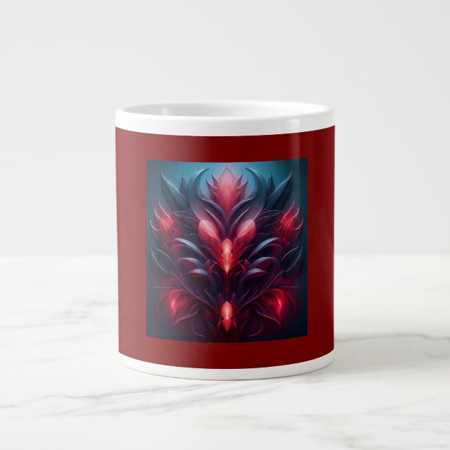 Nice Red and Blue Fractal With A Floral Hint Large Coffee Mug (Front)