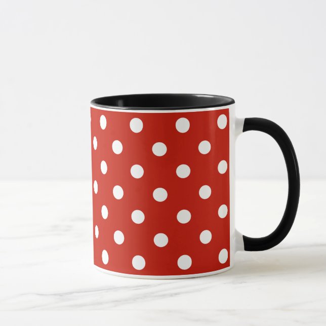Nice Red Colour With White Polka Dots Mug (Right)