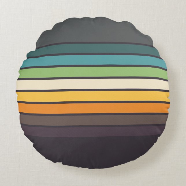 Nice Retro colourful Striped Pattern Round Pillow (Front)