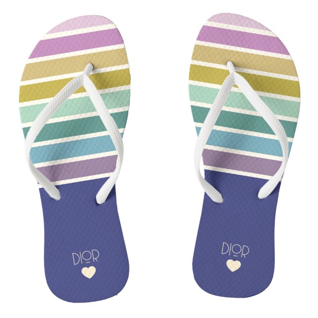 Nice Retro Striped Pattern Flip Flops (Footbed)