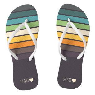 Nice Retro Striped Pattern Flip Flops