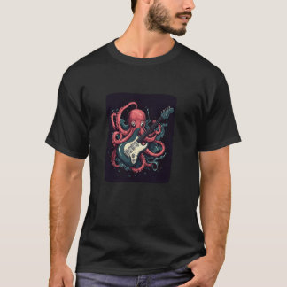 Nice Rocking Octopus with Electric Guitar Costume T-Shirt