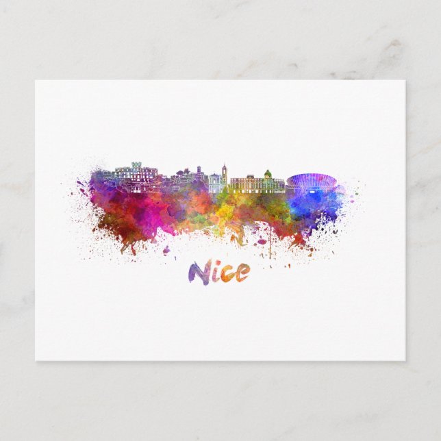 Nice skyline in watercolor postcard (Front)