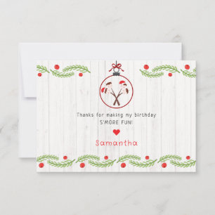Nice S'mores Marshmallows Kids Xmas Birthday Party Thank You Card