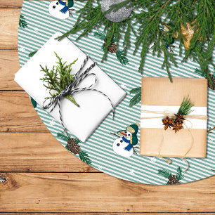 Nice snowmen on a scratched bottom brushed polyester tree skirt