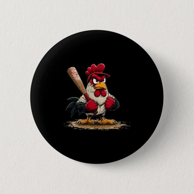 Nice Srt Rooster Look For Baseball And Bat Lovers  2 Inch Round Button (Front)