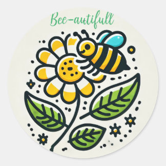 Nice sticker with text Bee text