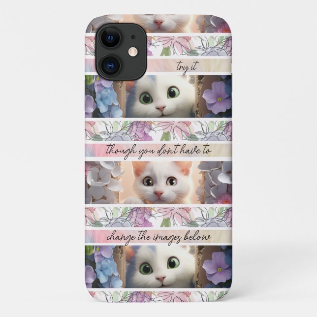 Nice Striped Replaceable Photo Cat Case-Mate iPhone Case (Back)