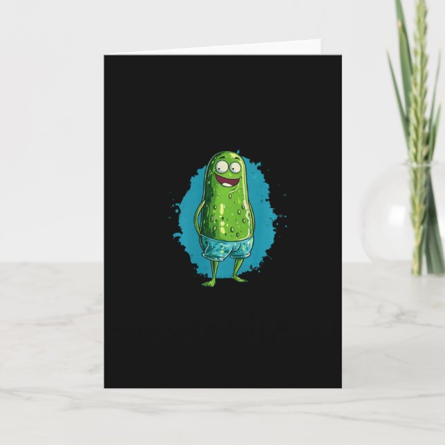 Nice Swimming Pickle In Trunks For Pool And Vacati Card (Front)