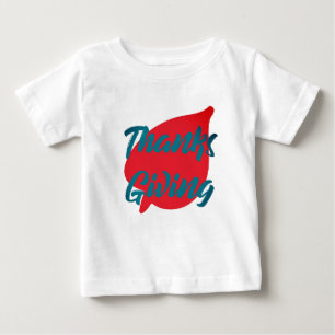 Nice Text Thanksgiving Typography on Leaf  Baby T-Shirt