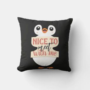 Nice to meet with me: personalized penguin sign throw pillow