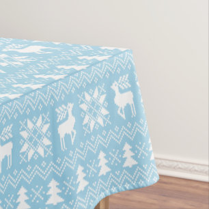 Nice Traditional Christmas Blue Sweater Pattern Tablecloth