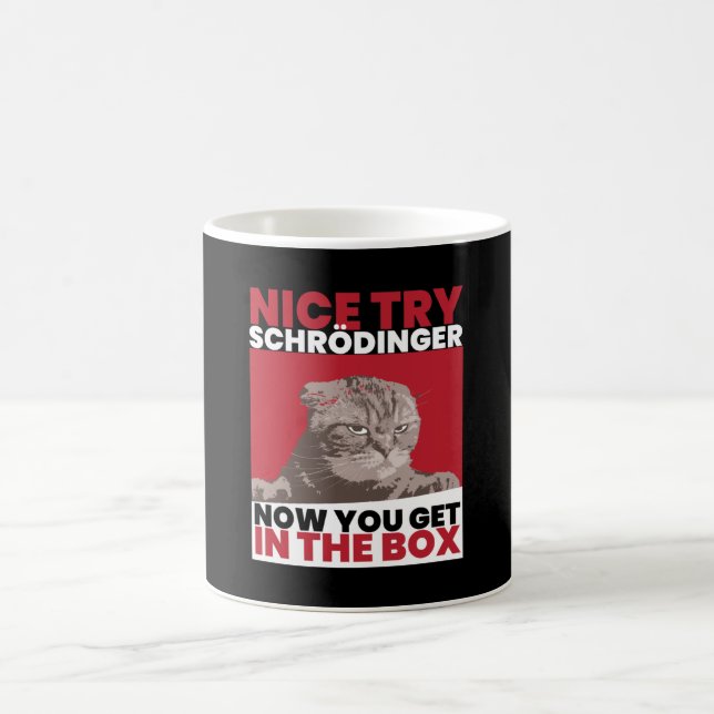Nice Try Schroedinger Schoedingers Cat Coffee Mug (Center)