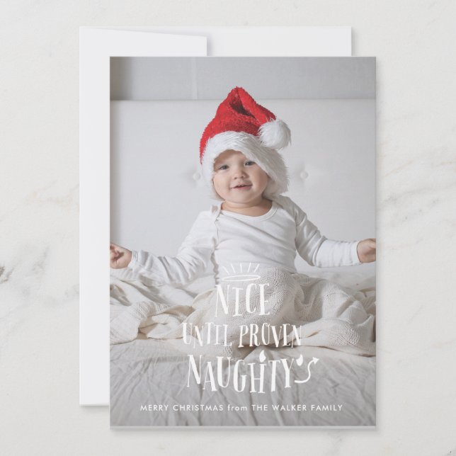 Nice Until Proven Naughty Funny Holiday Card (Front)