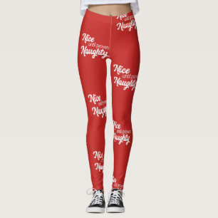 Nice Until Proven Naughty Leggings (Red)
