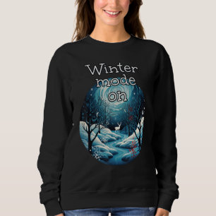 Nice Winter Night with Deer for wintry Mode on Cos Sweatshirt