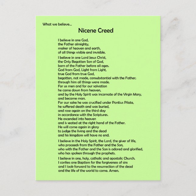 Nicene Creed Postcard ~ Customizable (Front)