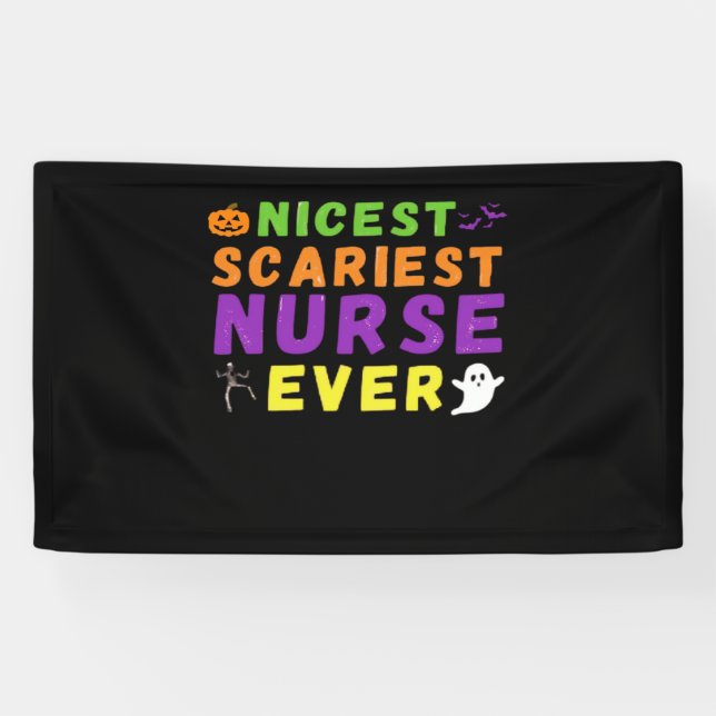Nicest scariest Nurse ever funny Halloween Classic Banner (Horizontal)