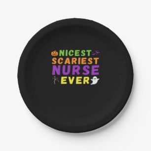 Nicest scariest Nurse ever funny Halloween Classic Paper Plate