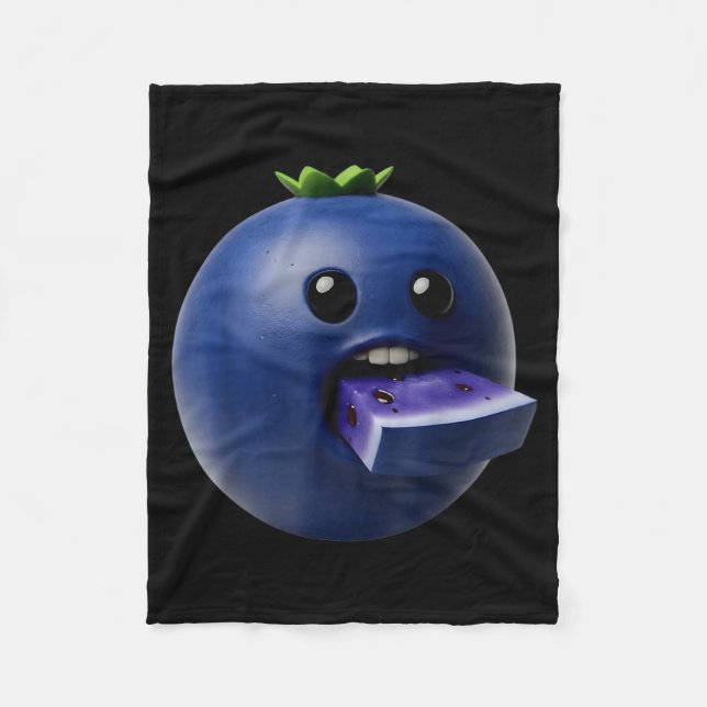Niche Fruits Funny Blueberry Meme Brainrot Surreal Fleece Blanket (Front)