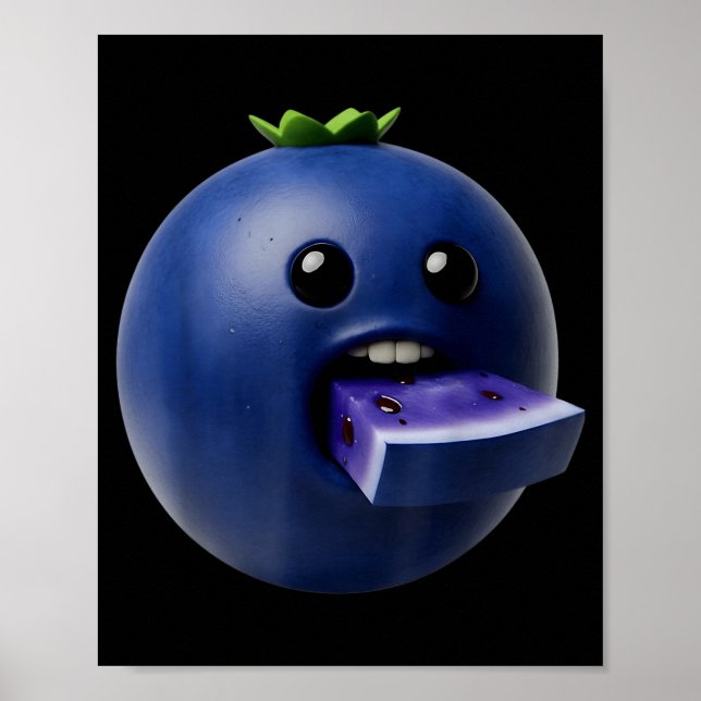 Niche Fruits Funny Blueberry Meme Brainrot Surreal Poster (Front)