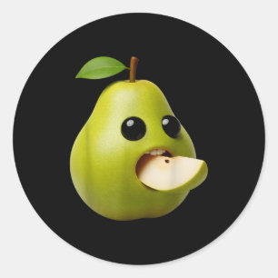 Niche Fruits Funny Pear Meme Brainrot Surreal Classic Round Sticker
