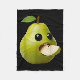 Niche Fruits Funny Pear Meme Brainrot Surreal Fleece Blanket