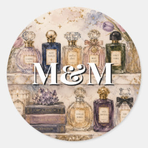 Niche Perfume Collection, Monogram Watercolor Classic Round Sticker