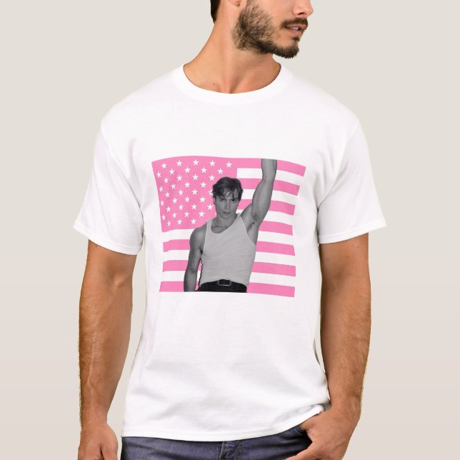 Nicholas chavez with rose pink american flag T-Shirt (Front)