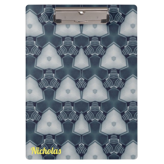 NICHOLAS ~ Muted Gray and White design original  Clipboard (Front)