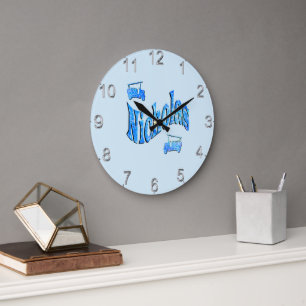 Nicholas Name With Fire Trucks, Large Clock