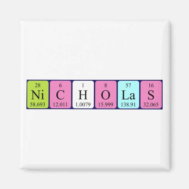 Nicholas periodic table name magnet (Front)