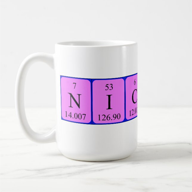 Nicholas periodic table name mug (Left)