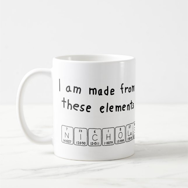 Nicholas periodic table name mug (Left)