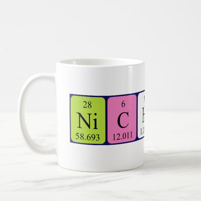 Nicholas periodic table name mug (Left)