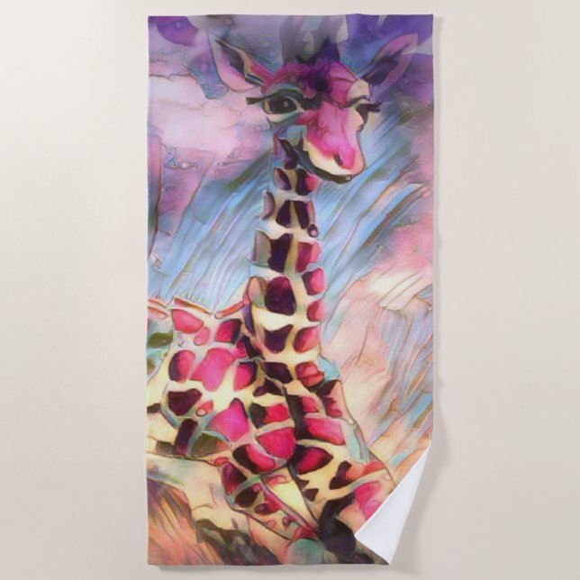 Nicholas The Baby Giraffe 🦒  Beach Towel (Front)