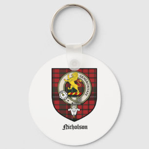 Nicholson Clan Crest Badge Tartan Keychain