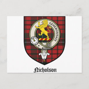 Nicholson Clan Crest Badge Tartan Postcard