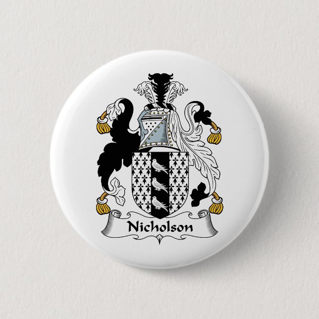 Nicholson Family Crest 2 Inch Round Button (Front)