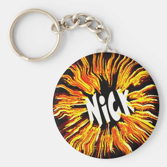 Nick Name Star on Fire Keychain (Front)