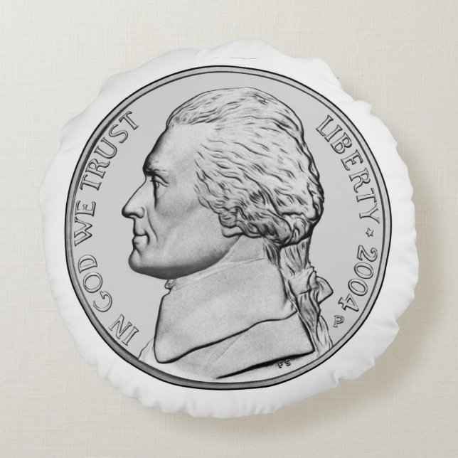 Nickel Coin Round Pillow. Pillow (Back)