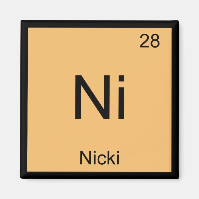 Nicki Name Chemistry Element Periodic Table Magnet (Front)