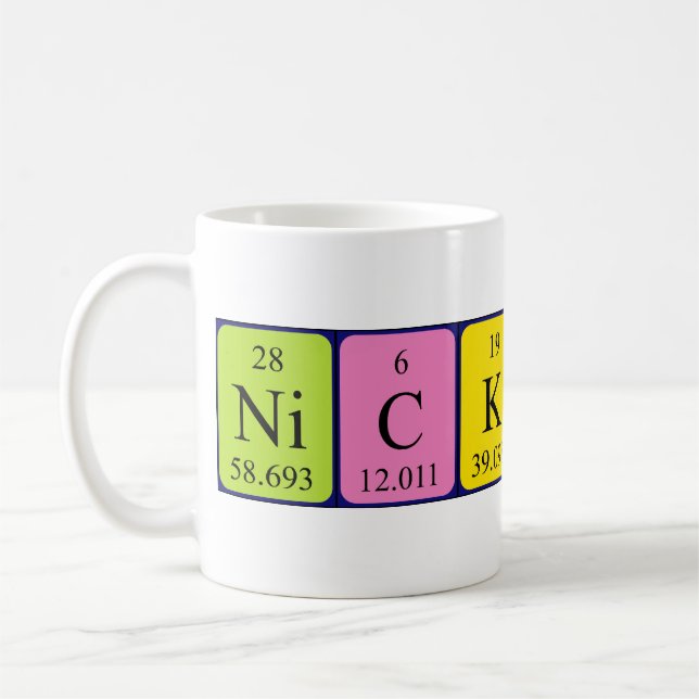 Nickolas periodic table name mug (Left)
